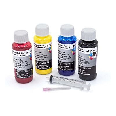vhbw 4 x navulinkt, compatibel met Epson Stylus SX620FW printer, navulset cyaan, magenta, geel, zwart, gepigmenteerd, 100 ml vhbw 4 x navulinkt, compatibel met Epson Stylus SX620FW printer, navulset cyaan, magenta, geel, zwart, gepigmenteerd, 100 ml
