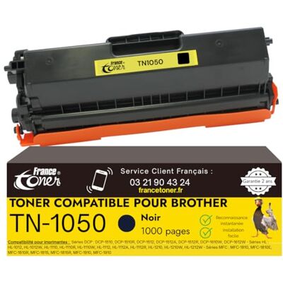 FranceToner TN-1050 lasertoner, compatibel met Brother, zwart FranceToner TN-1050 lasertoner, compatibel met Brother, zwart