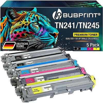 Bubprint Set toners, 5 stuks (zwart, cyaan, geel, magenta); geschikt voor: Brother TN-241, TN-245, DCP-9022CDW, 9017CDW, 9020CDW, MFC-9332CDW, 9142CDN, 9140CDN, 9342CDW, HL-3142CW, 3140CW Bubprint Set toners, 5 stuks (zwart, cyaan, geel, magenta); geschikt voor: Brother TN-241, TN-245, DCP-9022CDW, 9017CDW, 9020CDW, MFC-9332CDW, 9142CDN, 9140CDN, 9342CDW, HL-3142CW, 3140CW