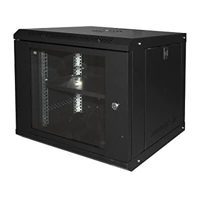 LINK Kast rek 450 x 400 x 530 cm 9U serie licht zwart met glazen deur (AxDL) mm incl. plank LINK Kast rek 450 x 400 x 530 cm 9U serie licht zwart met glazen deur (AxDL) mm incl. plank