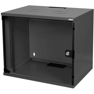 Digitus Netwerkkast, 19 inch, 7U, niet gemonteerd, wandmontage, diepte 400 mm, maximale belasting 60 kg, glazen deur, zwart Digitus Netwerkkast, 19 inch, 7U, niet gemonteerd, wandmontage, diepte 400 mm, maximale belasting 60 kg, glazen deur, zwart
