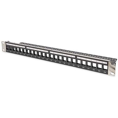 Digitus Patchpaneel, modulair, voor keystone-modules, 19 inch, 24 poorten, afgeschermd, rackmontage, 1U V2, zwart Digitus Patchpaneel, modulair, voor keystone-modules, 19 inch, 24 poorten, afgeschermd, rackmontage, 1U V2, zwart