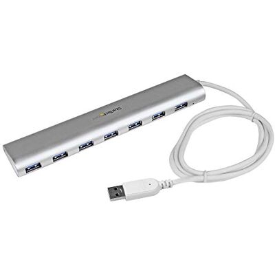 StarTech .com Compacte USB 3.0-hub met geïntegreerde kabel, USB 3.0-hub met aluminium behuizing, zilver (ST73007UA) StarTech .com Compacte USB 3.0-hub met geïntegreerde kabel, USB 3.0-hub met aluminium behuizing, zilver (ST73007UA)