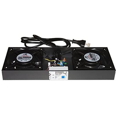 LINK LKVENT2 2 ventilatormodule met thermostaat voor wandrekkasten , zwart LINK LKVENT2 2 ventilatormodule met thermostaat voor wandrekkasten , zwart