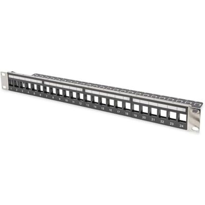 Digitus Patchpaneel, modulair, voor keystone-modules, 19 inch, 24 poorten, afgeschermd, rackmontage, 1U V2, zwart Digitus Patchpaneel, modulair, voor keystone-modules, 19 inch, 24 poorten, afgeschermd, rackmontage, 1U V2, zwart