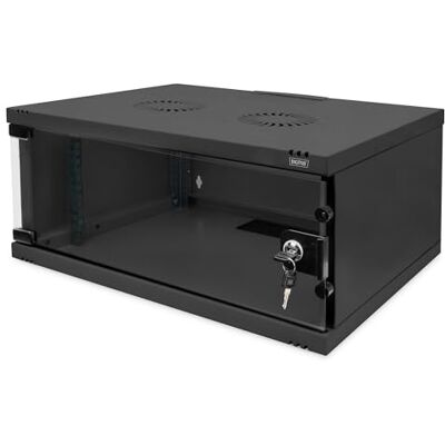 Digitus Netwerkkast, 19 inch 4 UH, niet gemonteerd, wandmontage 400 mm diepte, 270 mm bruikbare diepte, wandmontage, draagvermogen 60 kg, glazen deur Digitus Netwerkkast, 19 inch 4 UH, niet gemonteerd, wandmontage 400 mm diepte, 270 mm bruikbare diepte, wandmontage, draagvermogen 60 kg, glazen deur