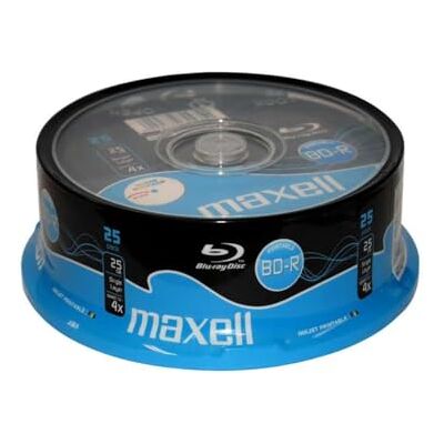 Maxell 25 x BD-R 25 GB (135 minuten) 4x Groot bedrukbaar oppervlak Spindle Maxell 25 x BD-R 25 GB (135 minuten) 4x Groot bedrukbaar oppervlak Spindle