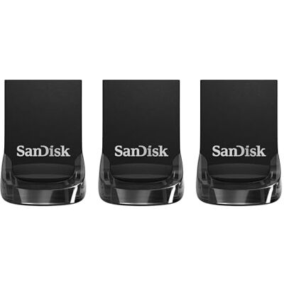 SanDisk Ultra Fit 32 GB Flash Drive (USB 3.2, ideaal voor laptops en consoles, snelheden tot 130 MB/s, RescuePRO Deluxe gegevensherstelsoftware) 3 stuks SanDisk Ultra Fit 32 GB Flash Drive (USB 3.2, ideaal voor laptops en consoles, snelheden tot 130 MB/s, RescuePRO Deluxe gegevensherstelsoftware) 3 stuks