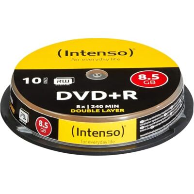 Intenso 4311142 DVD + R 8 x dubbellaags Cakebox, 10 stuks Intenso 4311142 DVD + R 8 x dubbellaags Cakebox, 10 stuks