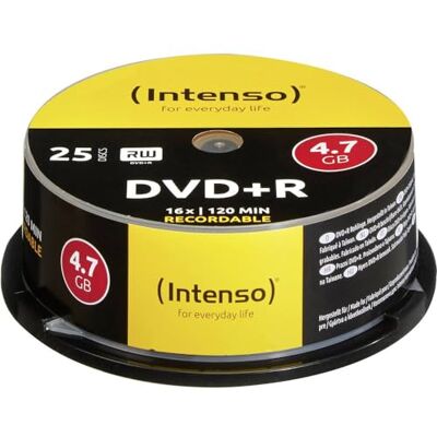 Intenso DVD+R 4,7 GB, 16 x, 25 stuks, 120 minuten, 4111154 Intenso DVD+R 4,7 GB, 16 x, 25 stuks, 120 minuten, 4111154