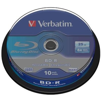 Verbatim BD-R 10 stuks 25 GB Single Layer Blu-ray Discs met 6x schrijfsnelheid met krasbestendige bescherming voor video- en audiobestanden Verbatim BD-R 10 stuks 25 GB Single Layer Blu-ray Discs met 6x schrijfsnelheid met krasbestendige bescherming voor video- en audiobestanden