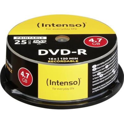 Intenso DVD-R 4,7 GB Speed 16x DVD bedrukbaar krasbestendig 25 stuks Intenso DVD-R 4,7 GB Speed 16x DVD bedrukbaar krasbestendig 25 stuks