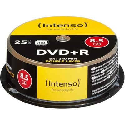 Intenso DVD+R 8,5 GB Dual Layer 8x spindle 25 stuks (import Duitsland) Intenso DVD+R 8,5 GB Dual Layer 8x spindle 25 stuks (import Duitsland)