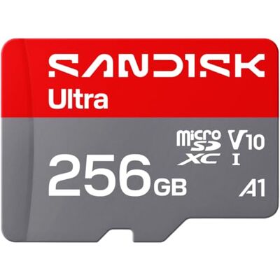 SanDisk Ultracarte microSDXC UHS-I + SD-adapter, 256 GB (overdrachtssnelheden tot 195 MB/s, video's in Full HD, V10, U1, C10, A13) SanDisk Ultracarte microSDXC UHS-I + SD-adapter, 256 GB (overdrachtssnelheden tot 195 MB/s, video's in Full HD, V10, U1, C10, A13)
