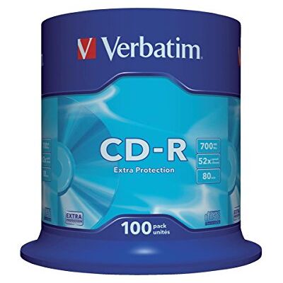 Verbatim 100 x CD-R 700 MB (80 min), 52 x Spindle, 100 stuks, 1 Verbatim 100 x CD-R 700 MB (80 min), 52 x Spindle, 100 stuks, 1