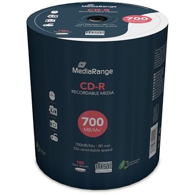 MediaRange MR204 CDR80 700MB 52x Cake Box 100 stuks MediaRange MR204 CDR80 700MB 52x Cake Box 100 stuks