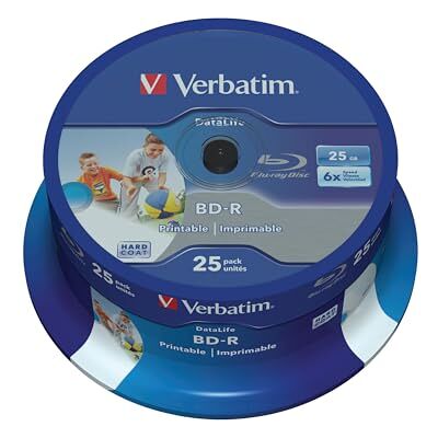 Verbatim 43811 discs, 25 GB, 6 x BD-R SL, datalife inkjet bedrukbaar, 25 stuks Verbatim 43811 discs, 25 GB, 6 x BD-R SL, datalife inkjet bedrukbaar, 25 stuks
