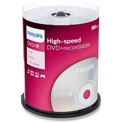 Philips DVD+R, 16x, 100 stuks, 4,7 GB Philips DVD+R, 16x, 100 stuks, 4,7 GB