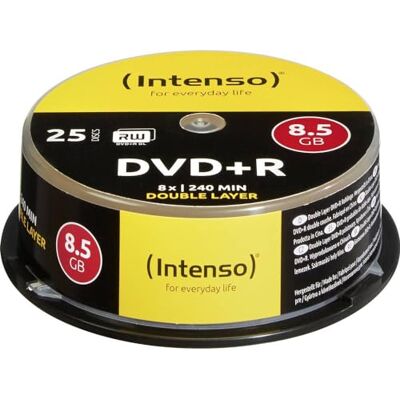 Intenso DVD+R 8,5 GB Dual Layer 8x spindle 25 stuks (import Duitsland) Intenso DVD+R 8,5 GB Dual Layer 8x spindle 25 stuks (import Duitsland)