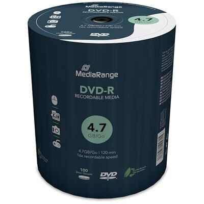 MediaRange DVD-R 4,7 Gb 120 minuten 16 x snelheid, cake 100 MediaRange DVD-R 4,7 Gb 120 minuten 16 x snelheid, cake 100