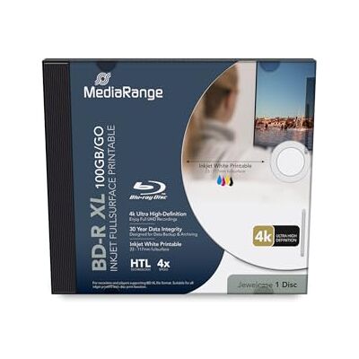 MediaRange BD-R XL 100 GB 4-voudig bedrukbare schijf in juwelendoos MediaRange BD-R XL 100 GB 4-voudig bedrukbare schijf in juwelendoos