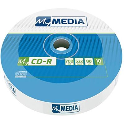 MyMedia CD-R 700 MB – 10 stuks blanco schijven, bedrukbaar, graveersnelheid, 52 x lange levensduur MyMedia CD-R 700 MB – 10 stuks blanco schijven, bedrukbaar, graveersnelheid, 52 x lange levensduur