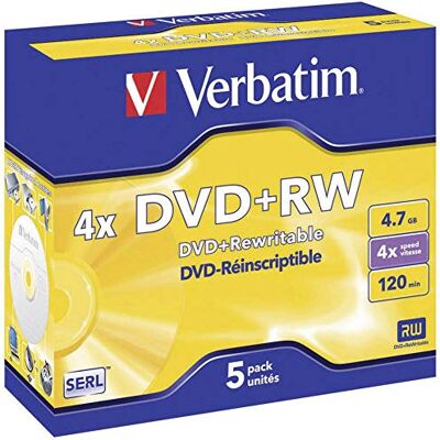 Verbatim DVD+RW DVD-behuizingen, 4 snelheden, 4,7 GB, 5 stuks Verbatim DVD+RW DVD-behuizingen, 4 snelheden, 4,7 GB, 5 stuks