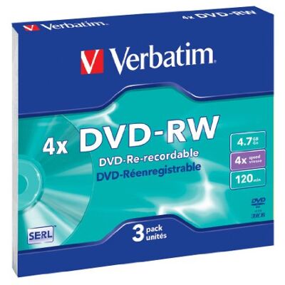 Verbatim DVD-RW Matt Silver, 3pk 4.7GB DVD-RW 3 stuk(s) Blanco DVD+RW (3pk, 4,7 GB, DVD-RW, 3 stuk(s), CD-behuizing) Verbatim DVD-RW Matt Silver, 3pk 4.7GB DVD-RW 3 stuk(s) Blanco DVD+RW (3pk, 4,7 GB, DVD-RW, 3 stuk(s), CD-behuizing)