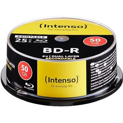 Intenso Blu-Ray, 50 GB bedrukbaar 25 pinnen Intenso Blu-Ray, 50 GB bedrukbaar 25 pinnen