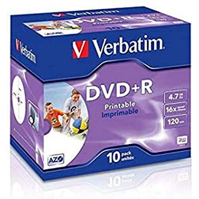 Verbatim 10 DVD+R Wide Inkjet Printable 4,7 GB, 10 bedrukbare blanco schijven, 16-voudige brandsnelheid & Hardcoat Scratch Guard, bedrukbare DVD-R, blanco dvd, lege dvd Verbatim 10 DVD+R Wide Inkjet Printable 4,7 GB, 10 bedrukbare blanco schijven, 16-voudige brandsnelheid & Hardcoat Scratch Guard, bedrukbare DVD-R, blanco dvd, lege dvd