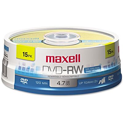 Maxell 635117 Dvd-RW Dvd Rewritable Dvd Discs 4,7 GB, 2 x 120 minuten, spindel, 15 stuks Maxell 635117 Dvd-RW Dvd Rewritable Dvd Discs 4,7 GB, 2 x 120 minuten, spindel, 15 stuks