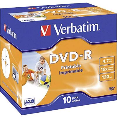 Verbatim (43521): DVD-R 16x 10-pack: Printable Optical Media Verbatim (43521): DVD-R 16x 10-pack: Printable Optical Media