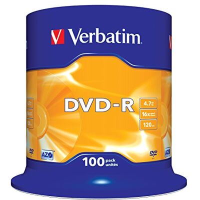 Verbatim DVD-R 16 x 4,7 GB TARRINA 100 stuks 43549 (4) Verbatim DVD-R 16 x 4,7 GB TARRINA 100 stuks 43549 (4)