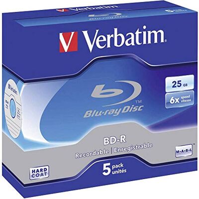 Verbatim 43715 BD-R enkele laag 6X 25 GB met 5 kunststof behuizing Verbatim 43715 BD-R enkele laag 6X 25 GB met 5 kunststof behuizing