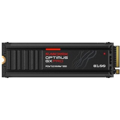 SanDisk Optimus GX PRO 8100 PCIe Gen 5 NVMe SSD met 1 TB koellichaam (sequentiële lees-/schrijfsnelheden tot 14.900/11.000 MB/s, TLC 3D CBA NAND) SanDisk Optimus GX PRO 8100 PCIe Gen 5 NVMe SSD met 1 TB koellichaam (sequentiële lees-/schrijfsnelheden tot 14.900/11.000 MB/s, TLC 3D CBA NAND)