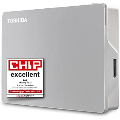 Toshiba Canvio Flex draagbare externe harde schijf voor Mac, Windows PC en Tablet use, compatibel met de meeste USB-C en USB-A-apparaten, zilver (HDTX140ESCAA) Toshiba Canvio Flex draagbare externe harde schijf voor Mac, Windows PC en Tablet use, compatibel met de meeste USB-C en USB-A-apparaten, zilver (HDTX140ESCAA)