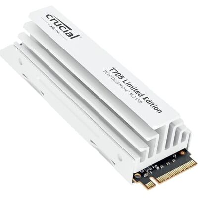 Crucial T705 SSD 2TB PCIe Gen5 NVMe M.2 Limited Edition SSD interne gaming met premium koellichaam, wit, tot 14.500 MB/s, Microsoft DirectStorage, SSD-harde schijf CT2000T705SSD5A Crucial T705 SSD 2TB PCIe Gen5 NVMe M.2 Limited Edition SSD interne gaming met premium koellichaam, wit, tot 14.500 MB/s, Microsoft DirectStorage, SSD-harde schijf CT2000T705SSD5A