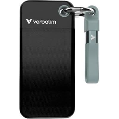 Verbatim Pocket SSD 128 Go, SSD externe USB 3.2 Gen 2, jusqu'à 1000 Mo/s en lecture et écriture, disque dur portable pour PC, Mac et console, noir/gris Verbatim Pocket SSD 128 Go, SSD externe USB 3.2 Gen 2, jusqu'à 1000 Mo/s en lecture et écriture, disque dur portable pour PC, Mac et console, noir/gris