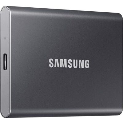Samsung Draagbare SSD T7, 4 TB SSD, USB 3.2 Gen.2, 1050 MB/s lezen, 1000 MB/s schrijven, externe SSD harde schijf voor iPhone, Mac, PC, smartphone en gameconsole, grijs, MU-PC4T0T/WW Samsung Draagbare SSD T7, 4 TB SSD, USB 3.2 Gen.2, 1050 MB/s lezen, 1000 MB/s schrijven, externe SSD harde schijf voor iPhone, Mac, PC, smartphone en gameconsole, grijs, MU-PC4T0T/WW