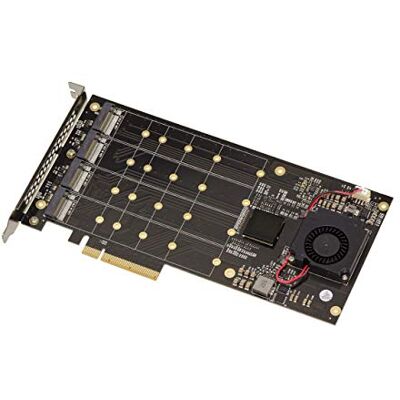 KALEA-INFORMATIQUE M2 PCIe 3.0 x8 controllerkaart voor 4 M.2 NVMe M Key SSD's Chipset PLX8724 Bandbreedte 64GB Max 12000MB/s KALEA-INFORMATIQUE M2 PCIe 3.0 x8 controllerkaart voor 4 M.2 NVMe M Key SSD's Chipset PLX8724 Bandbreedte 64GB Max 12000MB/s