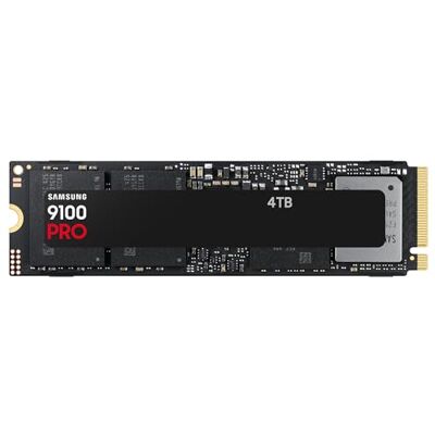 Samsung MZ-VAP4T0BW 9100 PRO NVMe M.2 SSD, 4 TB, PCIe 5.0, 14.800 MB/s lezen, 13.400 MB/s schrijven, interne SSD voor games, videobewerking en AI, zwart Samsung MZ-VAP4T0BW 9100 PRO NVMe M.2 SSD, 4 TB, PCIe 5.0, 14.800 MB/s lezen, 13.400 MB/s schrijven, interne SSD voor games, videobewerking en AI, zwart