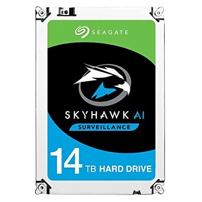 Seagate SkyHawk AI, 14 TB, interne bewakingsharde schijf, 3,5 inch SATA 6 GB/s, 256 MB cache, DVR/NVR beveiligingscamerasysteem, (ST14000VE0008) Seagate SkyHawk AI, 14 TB, interne bewakingsharde schijf, 3,5 inch SATA 6 GB/s, 256 MB cache, DVR/NVR beveiligingscamerasysteem, (ST14000VE0008)