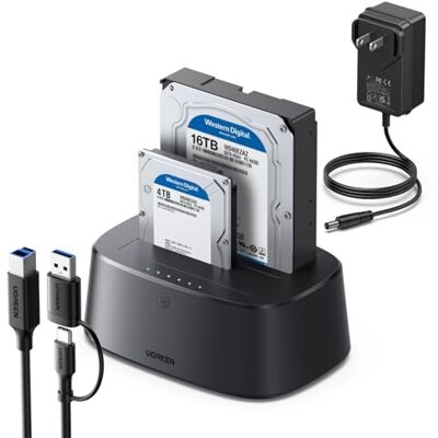 UGREEN Dual Bay harde schijf docking station voor 2,5 en 3,5 SSD harde schijf tot 48 TB UGREEN Dual Bay harde schijf docking station voor 2,5 en 3,5 SSD harde schijf tot 48 TB