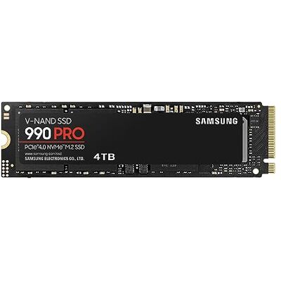 Samsung 990 PRO NVMe M.2 SSD, 4 TB, PCIe 4.0, 7450 MB/s lezen, 6900 MB/s schrijven, interne SSD, voor games en videobewerking, MZ-V9P4T0BW Samsung 990 PRO NVMe M.2 SSD, 4 TB, PCIe 4.0, 7450 MB/s lezen, 6900 MB/s schrijven, interne SSD, voor games en videobewerking, MZ-V9P4T0BW