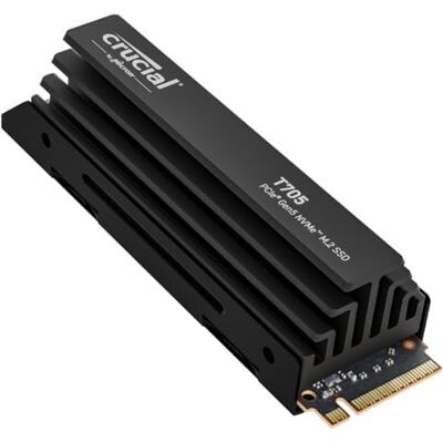 Crucial T705 SSD 4TB PCIe Gen5 NVMe M.2 interne Gaming SSD met koellichaam (nieuw 2024), tot 14.100MB/s, Microsoft DirectStorage, achterwaartse compatibiliteit met PCIe 3.0 en 4.0 CT4000T705SSD5 Crucial T705 SSD 4TB PCIe Gen5 NVMe M.2 interne Gaming SSD met koellichaam (nieuw 2024), tot 14.100MB/s, Microsoft DirectStorage, achterwaartse compatibiliteit met PCIe 3.0 en 4.0 CT4000T705SSD5