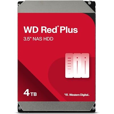Western Digital WD Red Plus NAS harde schijf 4 TB (NASware-firmware voor compatibiliteit, 3,5 inch, 7200 RPM, SATA 6 Gb/s, CMR, Werkbelasting 180 TB/jaar) Western Digital WD Red Plus NAS harde schijf 4 TB (NASware-firmware voor compatibiliteit, 3,5 inch, 7200 RPM, SATA 6 Gb/s, CMR, Werkbelasting 180 TB/jaar)
