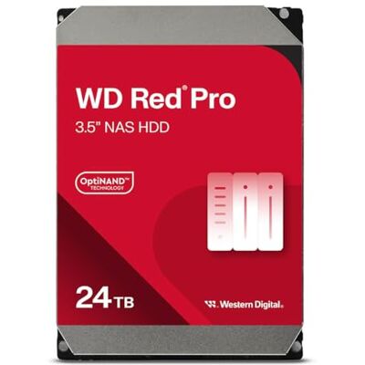 Western Digital WD Red Pro 24TB NAS interne harde schijf 3,5 inch 7200 rpm, SATA 6 Gbit/s 7200 rpm drive met NASware-technologie en RV-sensoren voor RAID, servers en opslag Western Digital WD Red Pro 24TB NAS interne harde schijf 3,5 inch 7200 rpm, SATA 6 Gbit/s 7200 rpm drive met NASware-technologie en RV-sensoren voor RAID, servers en opslag