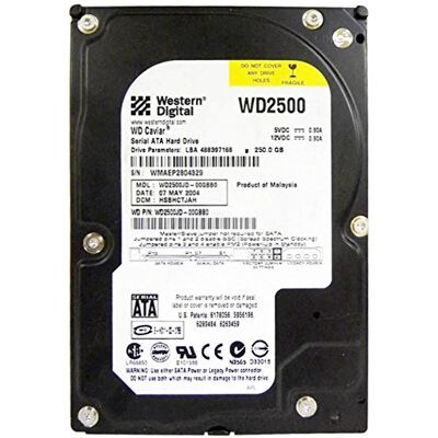 Western Digital WD Caviar Blue WD2500JD harde schijf 250 GB intern 3,5 inch SATA-150-7200 rpm buffer 8 MB Western Digital WD Caviar Blue WD2500JD harde schijf 250 GB intern 3,5 inch SATA-150-7200 rpm buffer 8 MB