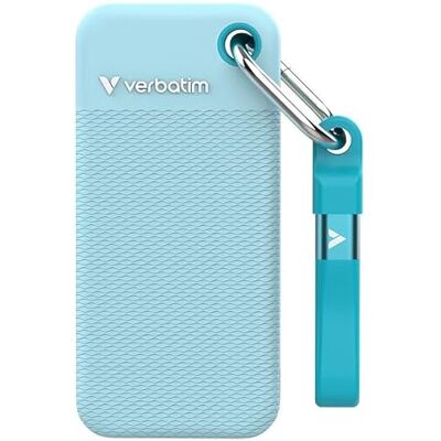 Verbatim Pocket SSD 1 TB, externe SSD, USB 3.2 Gen 2, tot 1000 MB/s lezen en schrijven, externe harde schijf met 2 rubberen hoezen (zwart en poolblauw) voor pc, Mac en console, blauw Verbatim Pocket SSD 1 TB, externe SSD, USB 3.2 Gen 2, tot 1000 MB/s lezen en schrijven, externe harde schijf met 2 rubberen hoezen (zwart en poolblauw) voor pc, Mac en console, blauw