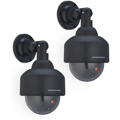Relaxdays Set van 2 knipperende dummy-camera's, binnen en buiten, afschrikmiddel voor inbrekers, dummy bewakingscamera, zwart Relaxdays Set van 2 knipperende dummy-camera's, binnen en buiten, afschrikmiddel voor inbrekers, dummy bewakingscamera, zwart